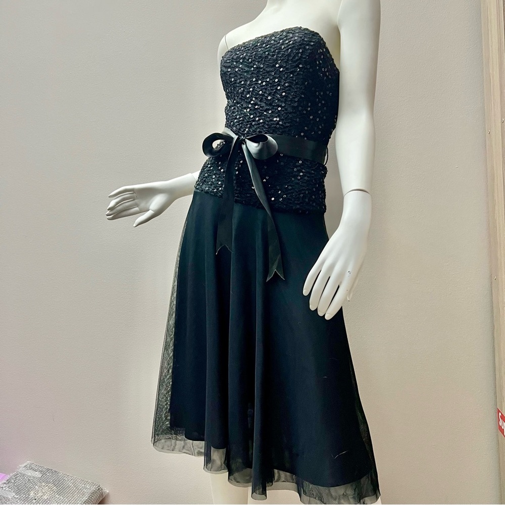 Cache Black Belted Dress With Sequins Size S - image 4